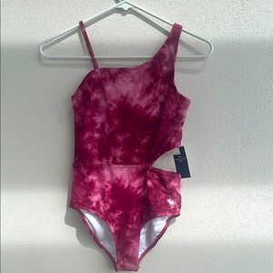 abercrombie kids Maroon Tie-Dye One-Shoulder One-Piece Swimsuit